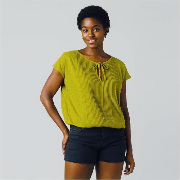 PRANA Ocupas Short-Sleeve Organic Cotton Top in Sweet Grass Green Size M - Picture 1 of 8